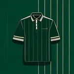 dark green short-sleeved polo shirt with brown and beige stripes image